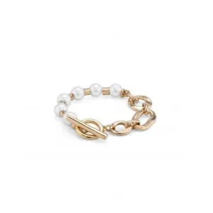 18K Gold Plated Pearl And Match Large Bracelet PUL2364BPLORO0L Unode50 Jewelry And Accessories