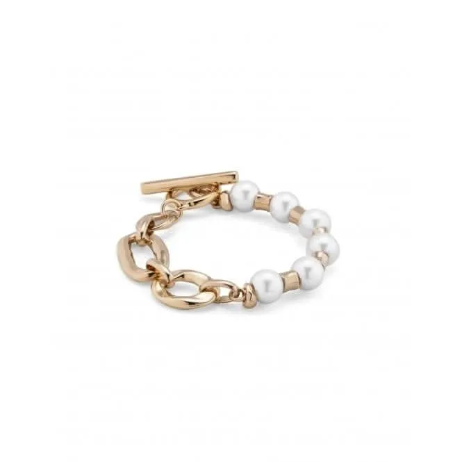 18K Gold Plated Pearl And Match Large Bracelet PUL2364BPLORO0L Unode50 Jewelry And Accessories