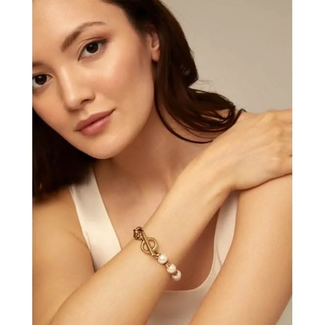 18K Gold Plated Pearl And Match Large Bracelet PUL2364BPLORO0L Unode50 Jewelry And Accessories