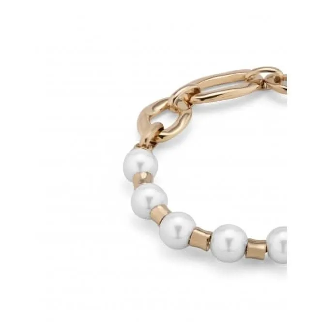 18K Gold Plated Pearl And Match Large Bracelet PUL2364BPLORO0L Unode50 Jewelry And Accessories