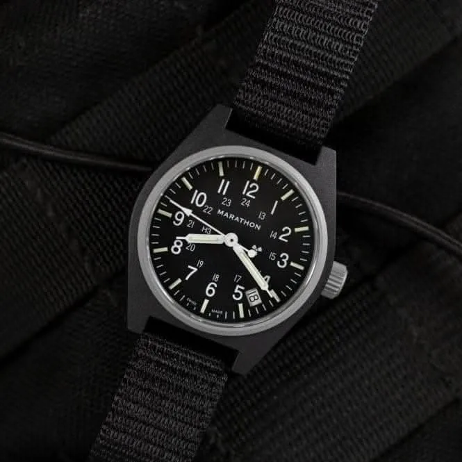 34mm Black General Purpose Quartz Date (GPQ) Ballistic Nylon Watch