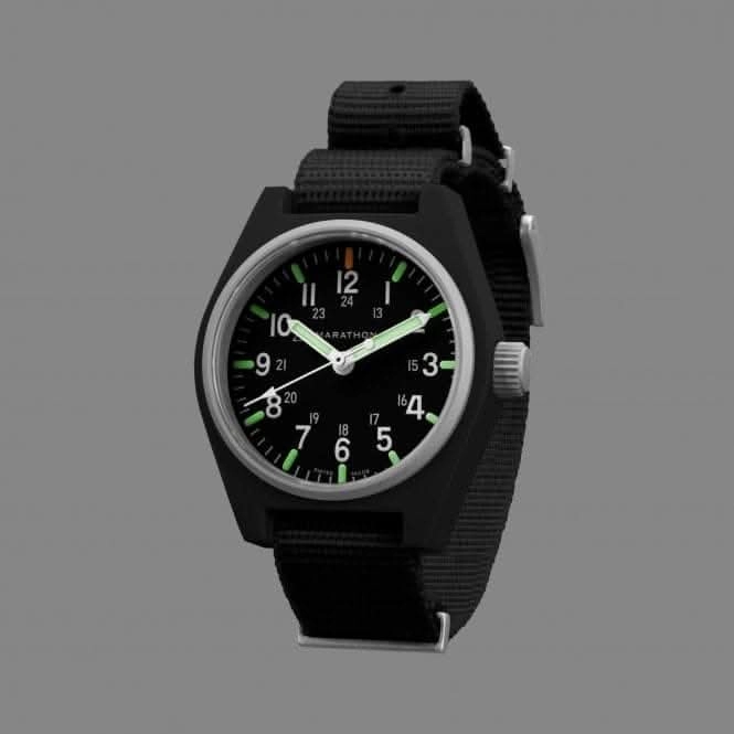 34mm Black General Purpose Quartz MaraGlo (GPQ) Nylon DEFSTAN Watch