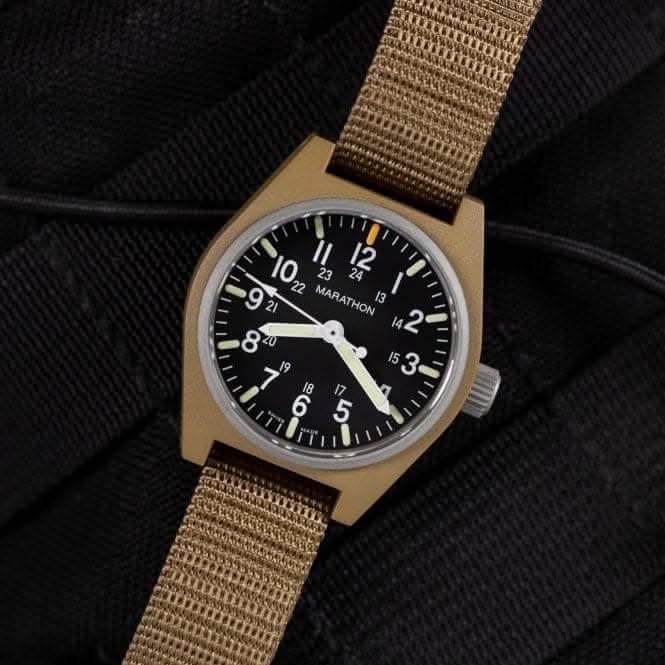 34mm Desert Tan General Purpose Quartz MaraGlo (GPQ) Ballistic Nylon Watch
