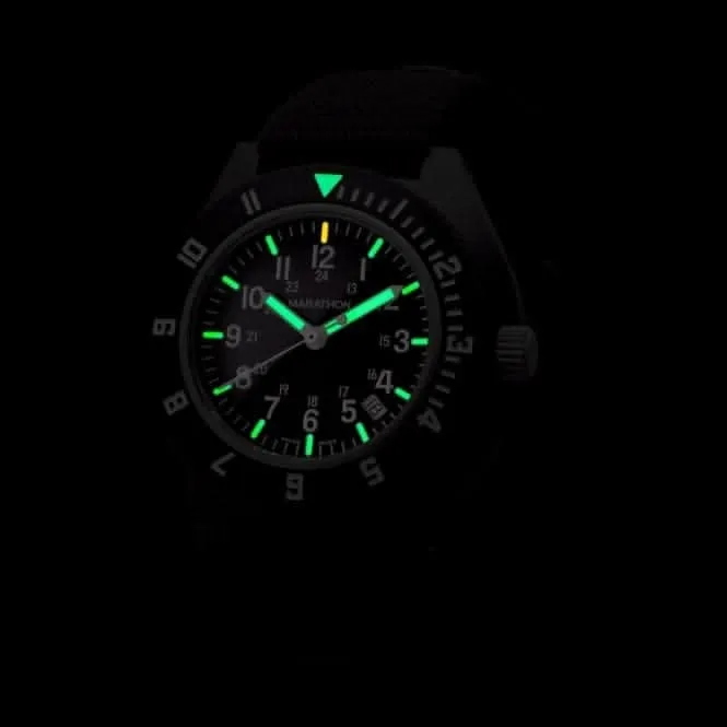41mm MaraGlo Black Navigator w Date (NAV-DM) Ballistic Nylon Watch