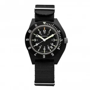 41mm MaraGlo Black Navigator w Date (NAV-DM) Nylon DEFSTAN Watch
