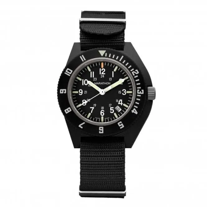 41mm MaraGlo Black Navigator w Date (NAV-DM) Nylon DEFSTAN Watch