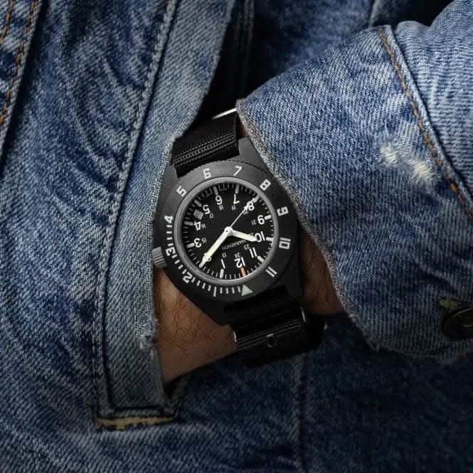 41mm MaraGlo Black Navigator w Date (NAV-DM) Nylon DEFSTAN Watch