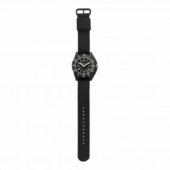 41mm MaraGlo Black Navigator w Date (NAV-DM) Ballistic Nylon Watch