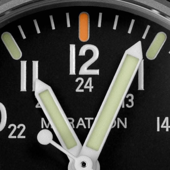 41mm MaraGlo Black Navigator w Date (NAV-DM) Ballistic Nylon Watch