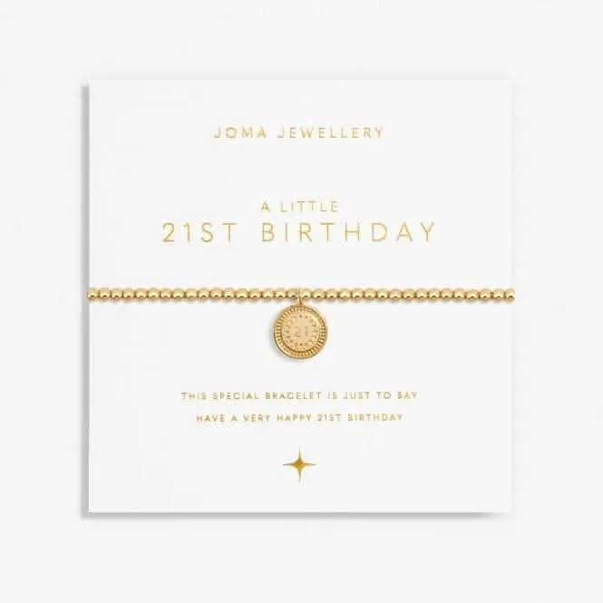 A Little 21st Birthday Gold Plated 17.5cm Stretch Bracelet 6988 Joma Jewellery