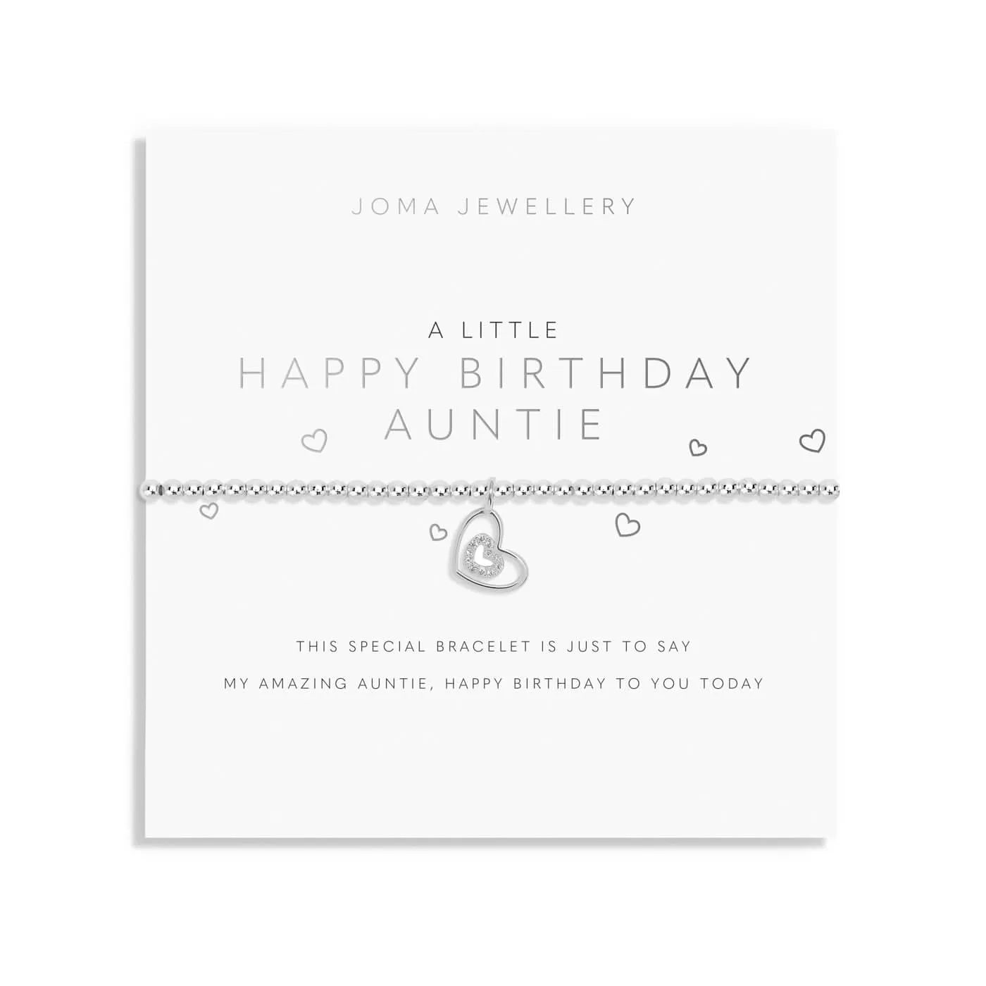 A Little Happy Birthday Auntie Silver Plated Bracelet 7408 Joma Jewellery