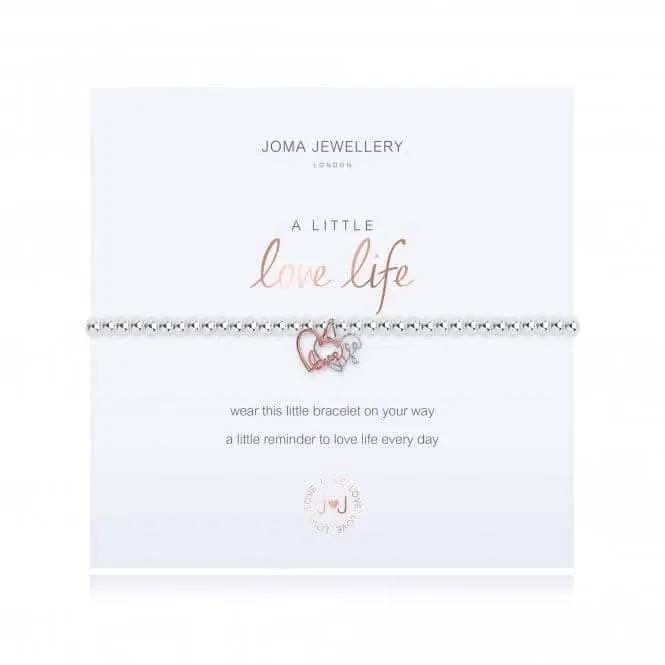 A Little Love Life Silver Rose Gold 17.5cm Stretch Bracelet 3207 Joma Jewellery