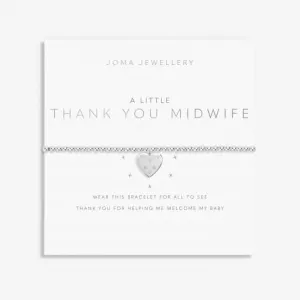 A Little thank You Midwife Silver Plated 17.5cm Stretch Bracelet 7004 Joma Jewellery