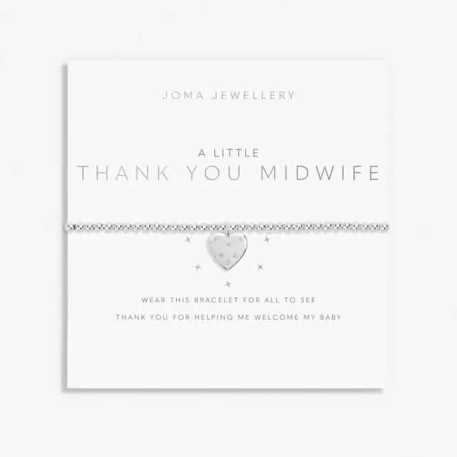 A Little thank You Midwife Silver Plated 17.5cm Stretch Bracelet 7004 Joma Jewellery