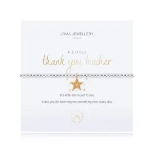 A Little Thank You Teacher Silver 17.5cm Stretch Bracelet 3481 Joma Jewellery