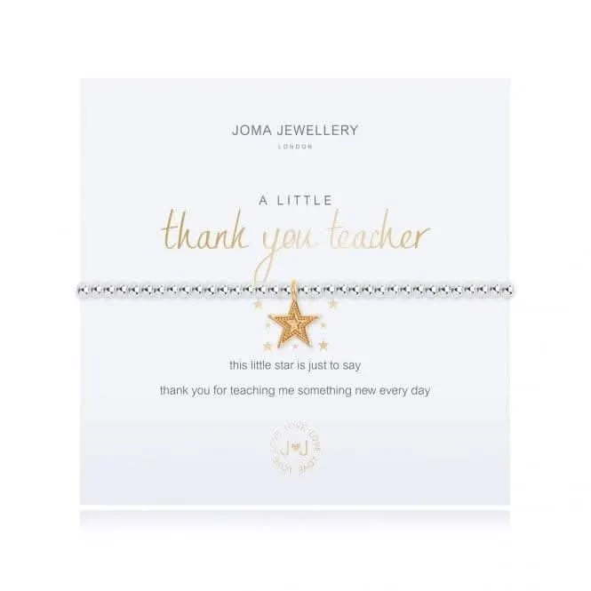 A Little Thank You Teacher Silver 17.5cm Stretch Bracelet 3481 Joma Jewellery