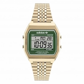 Adidas Unisex Digital Two Gold-Tone Watch AOST22071
