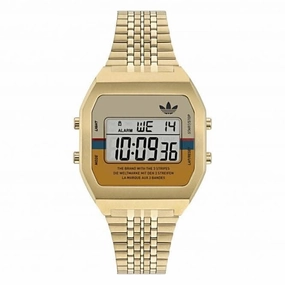 Adidas Unisex Digital Two Gold-Tone Watch AOST23555