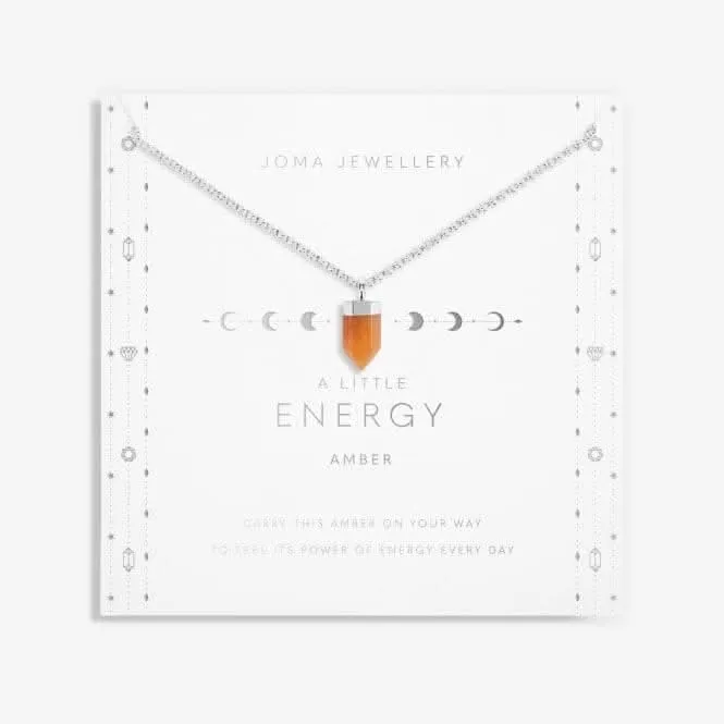 Affirmation Crystal Energy Amber Silver 46cm   5cm Necklace 6145 Joma Jewellery