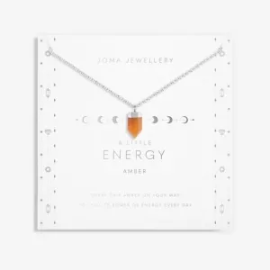 Affirmation Crystal Energy Amber Silver 46cm   5cm Necklace 6145 Joma Jewellery