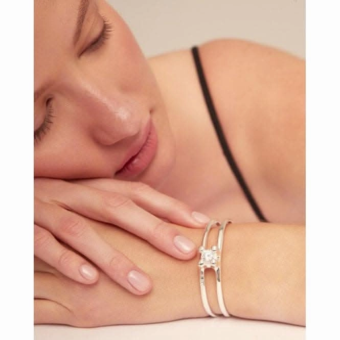 Anima Silver Plated Rigid Central White Zirconia Bangle PUL2432BLNMTL0M Unode50 Jewelry And Accessories