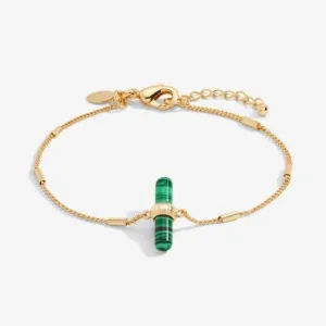 Aura Malachite Bar Gold 18cm   3cm Extender Bracelet 6296 Joma Jewellery