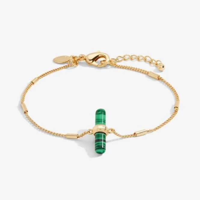 Aura Malachite Bar Gold 18cm   3cm Extender Bracelet 6296 Joma Jewellery