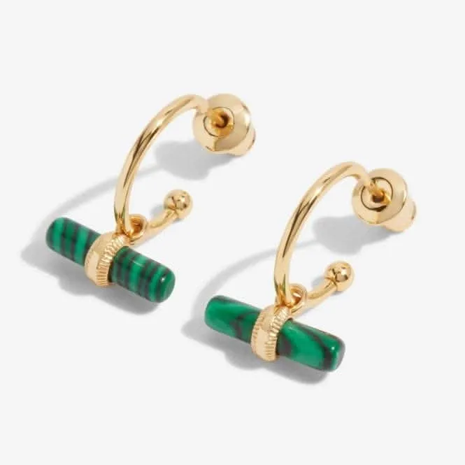 Aura Malachite Bar Gold Hoop Earrings 6300 Joma Jewellery