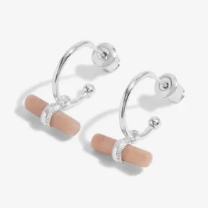 Aura Rhodochrosite Bar Silver Hoop Earrings 6301 Joma Jewellery