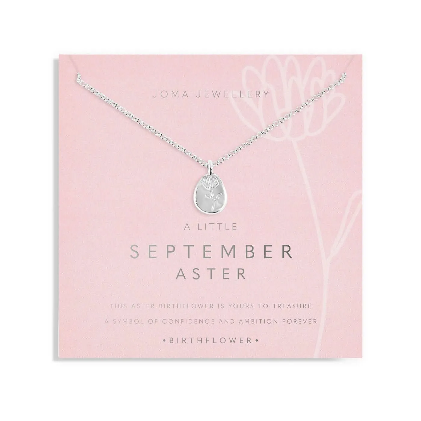Birth Flower A Little September Aster Silver Plated Necklace 7467 Joma Jewellery