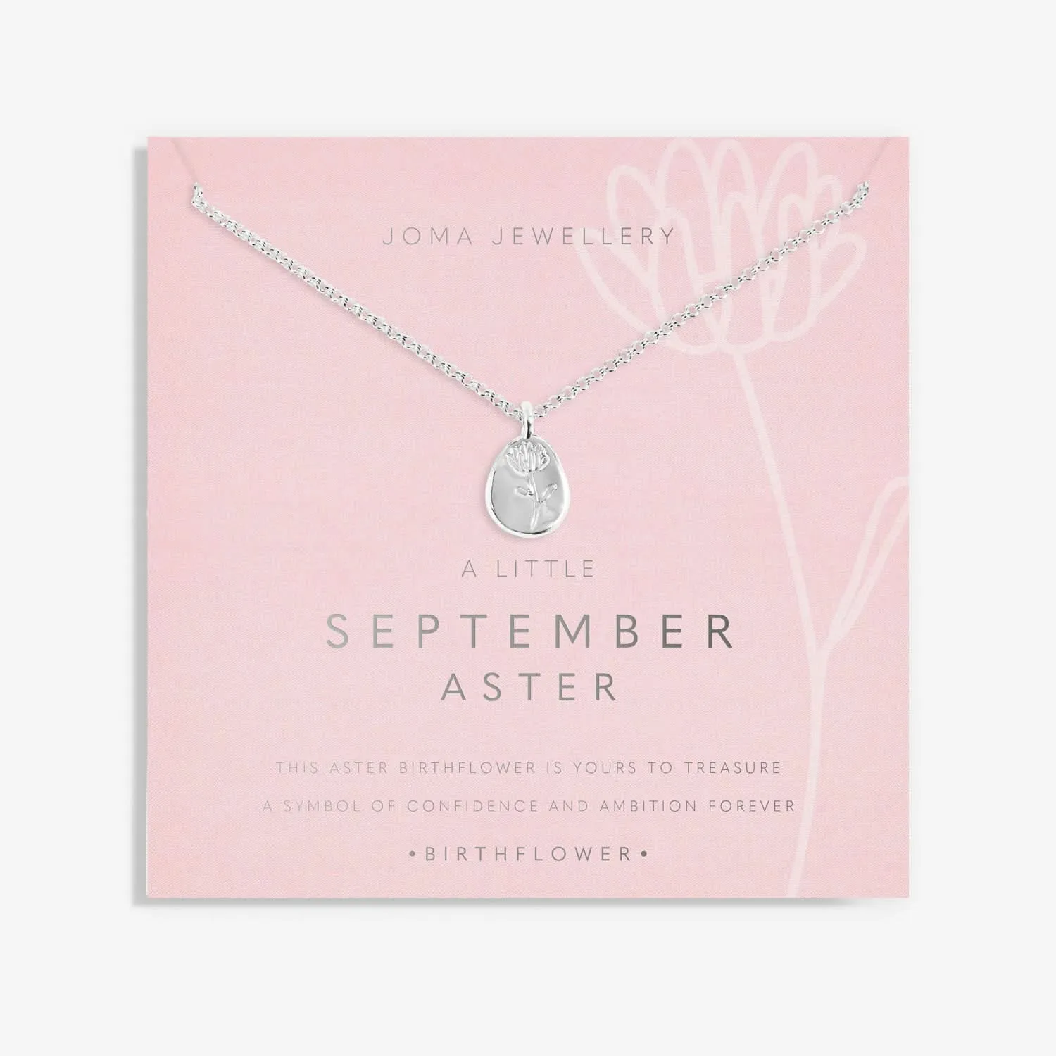 Birth Flower A Little September Aster Silver Plated Necklace 7467 Joma Jewellery