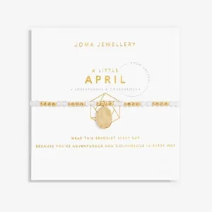 Birthstone April Rock Crystal Gold 17.5cm Stretch Bracelet 6135 Joma Jewellery