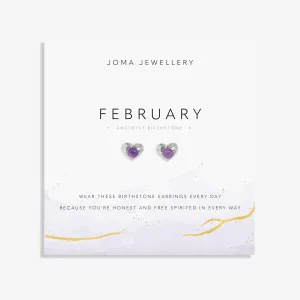 Birthstone February Amethyst Silver Plated  Earrings 8388 Joma Jewellery