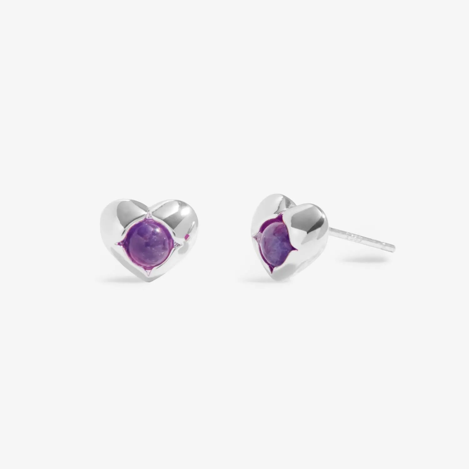 Birthstone February Amethyst Silver Plated  Earrings 8388 Joma Jewellery