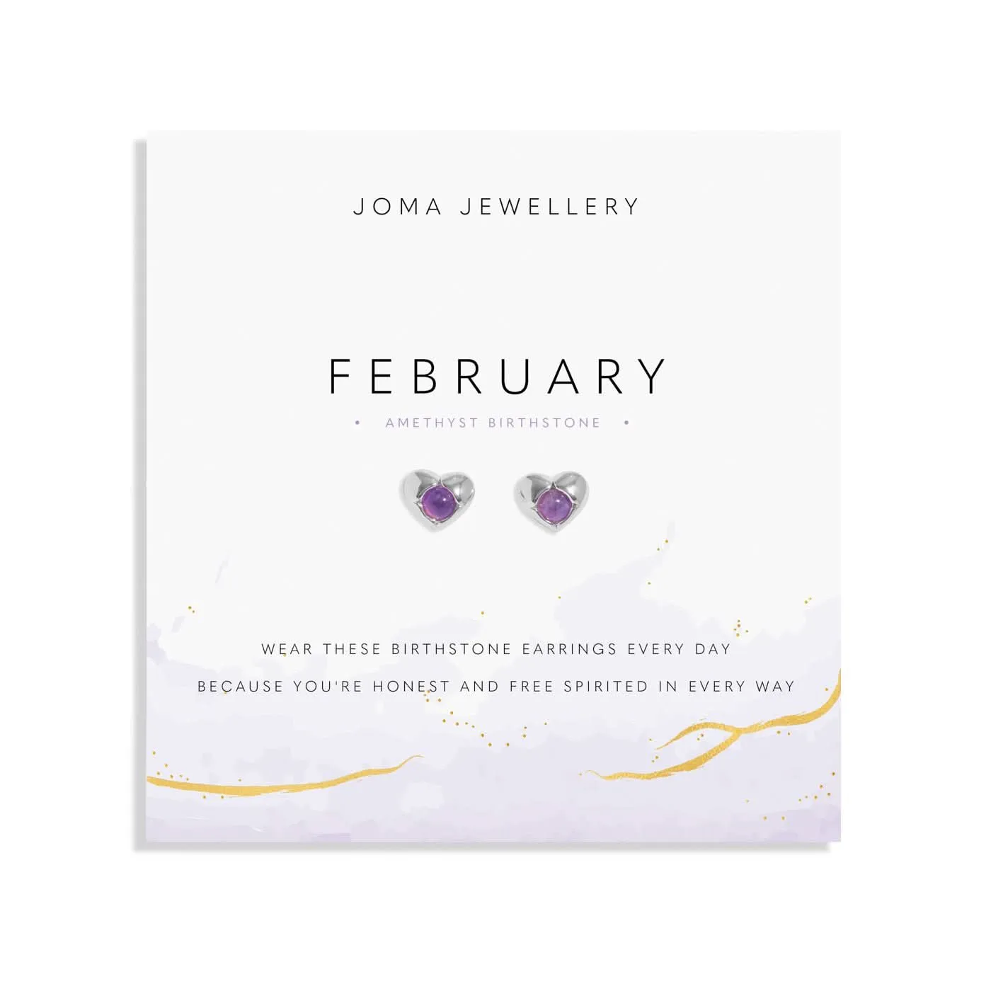 Birthstone February Amethyst Silver Plated  Earrings 8388 Joma Jewellery