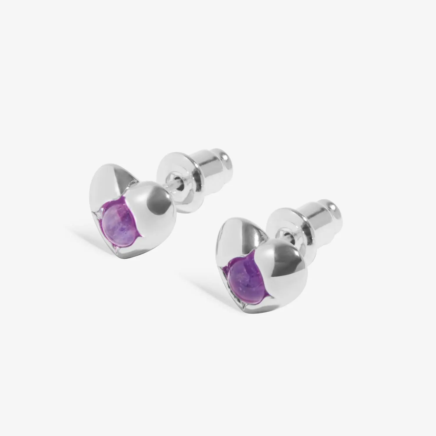 Birthstone February Amethyst Silver Plated  Earrings 8388 Joma Jewellery
