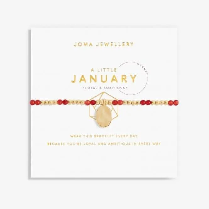 Birthstone January Garnet Gold 17.5cm Stretch Bracelet 6132 Joma Jewellery