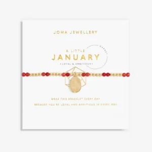 Birthstone January Garnet Gold 17.5cm Stretch Bracelet 6132 Joma Jewellery