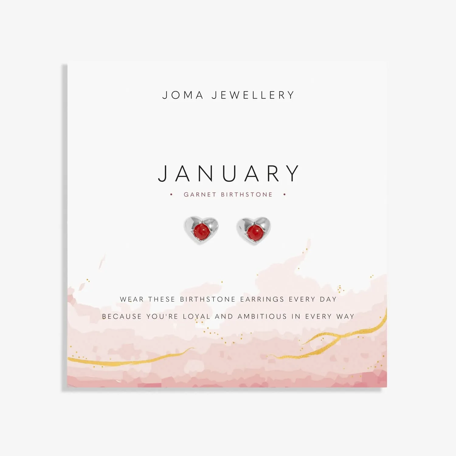 Birthstone January Garnet Silver Plated Earrings 8387 Joma Jewellery