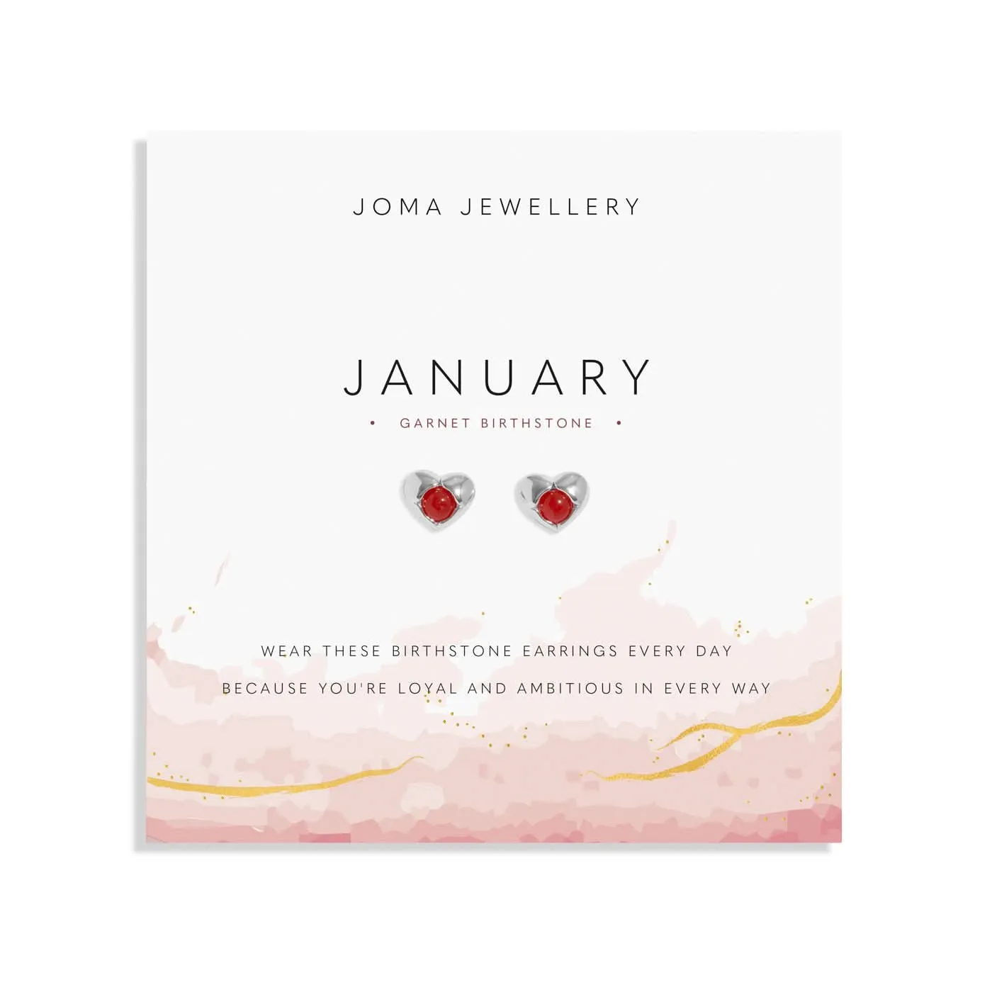 Birthstone January Garnet Silver Plated Earrings 8387 Joma Jewellery