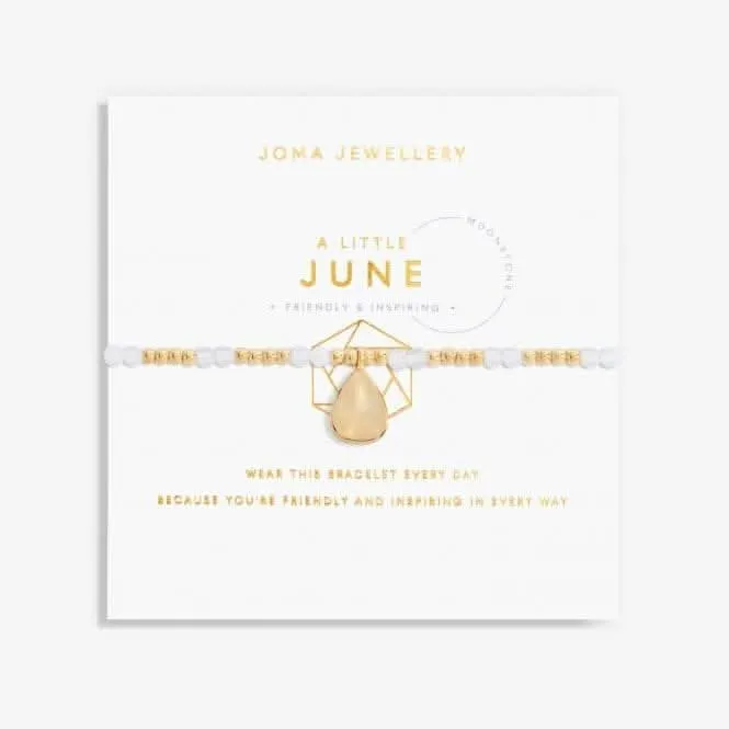 Birthstone June Moonstone Gold 17.5cm Stretch Bracelet 6137 Joma Jewellery