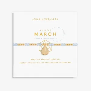 Birthstone March Aqua Crystal Gold 17.5cm Stretch Bracelet 6134 Joma Jewellery