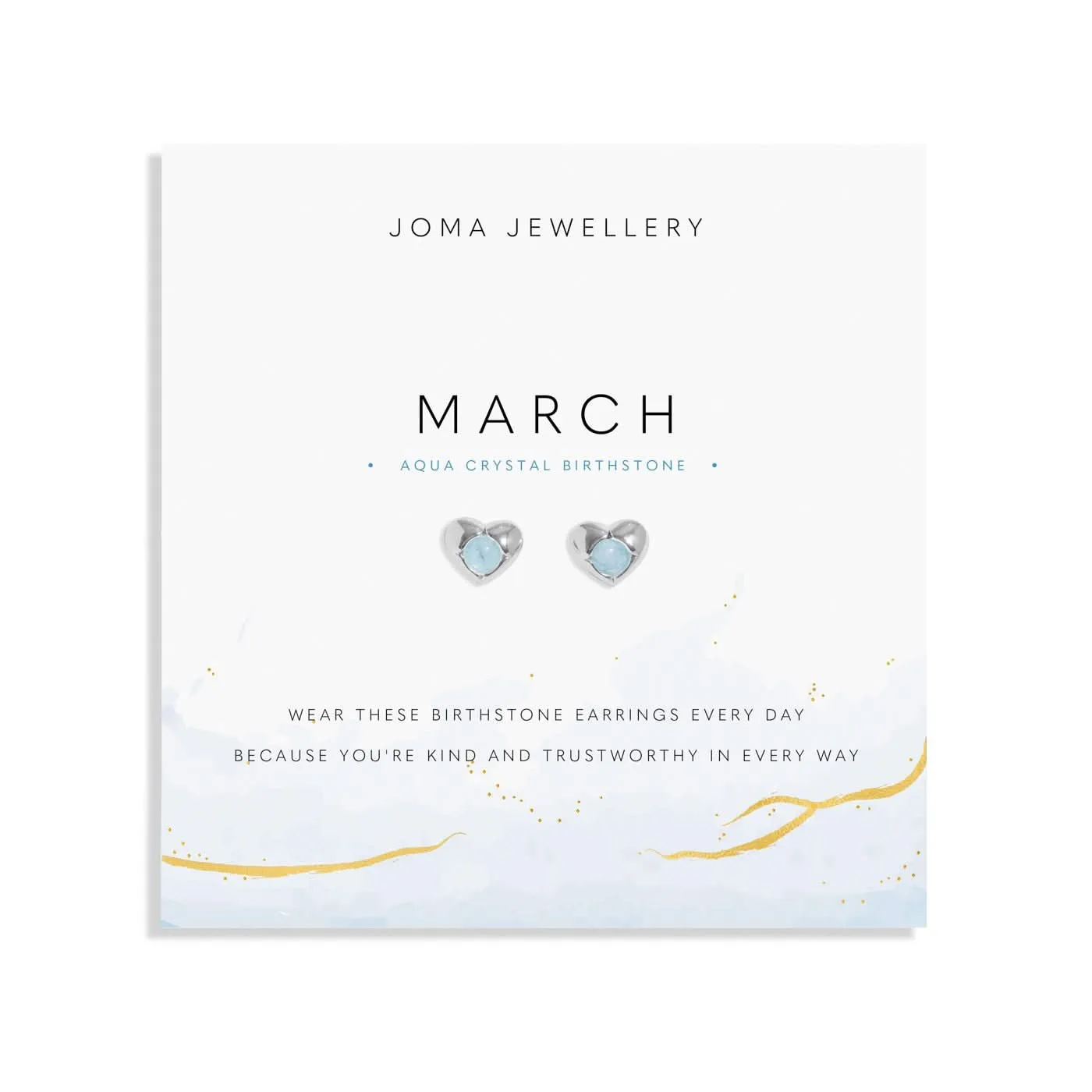 Birthstone March Aqua Crystal Silver Plated Earrings 8389 Joma Jewellery