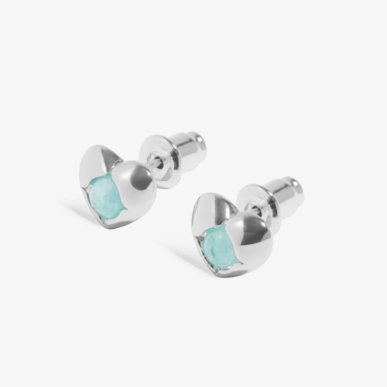 Birthstone March Aqua Crystal Silver Plated Earrings 8389 Joma Jewellery