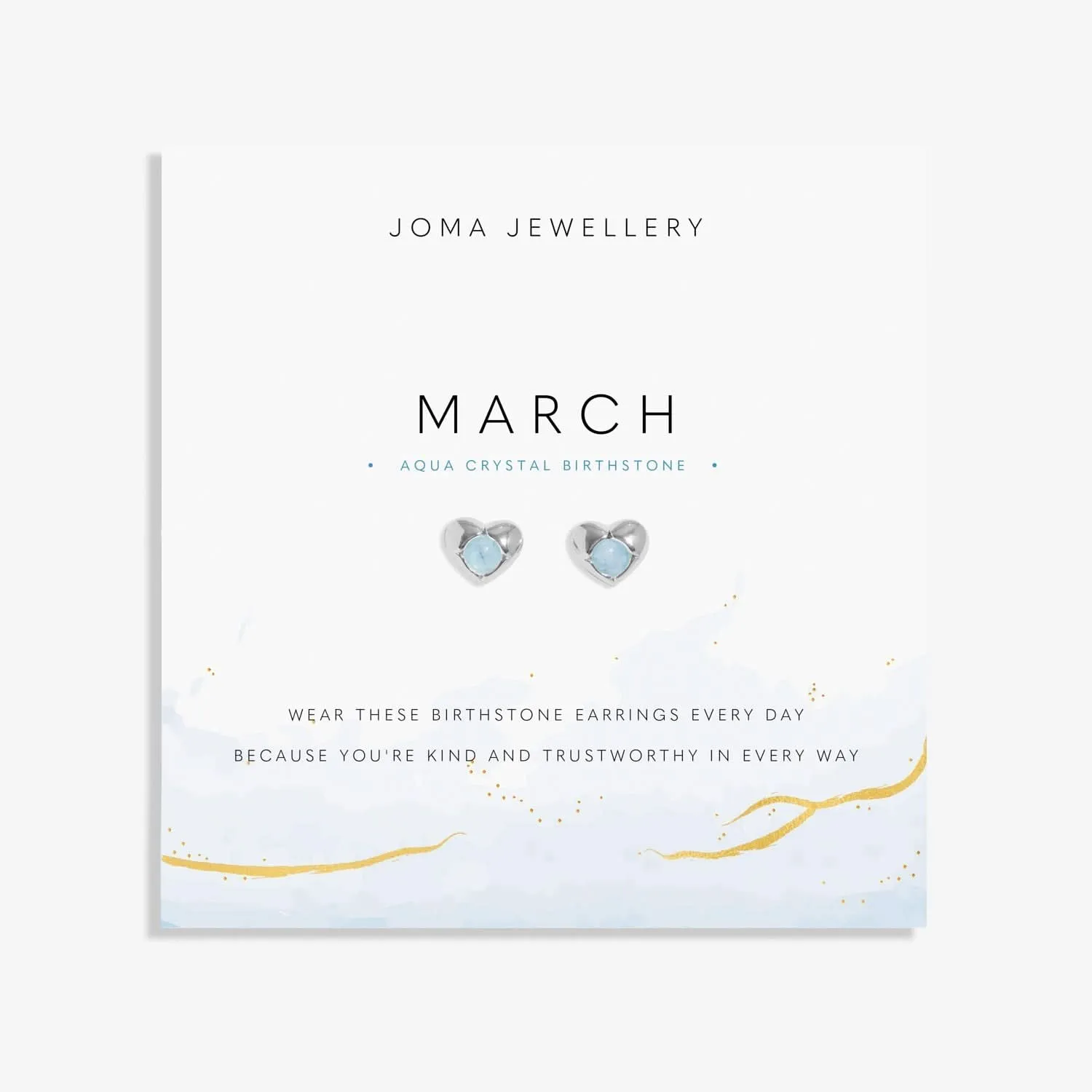 Birthstone March Aqua Crystal Silver Plated Earrings 8389 Joma Jewellery