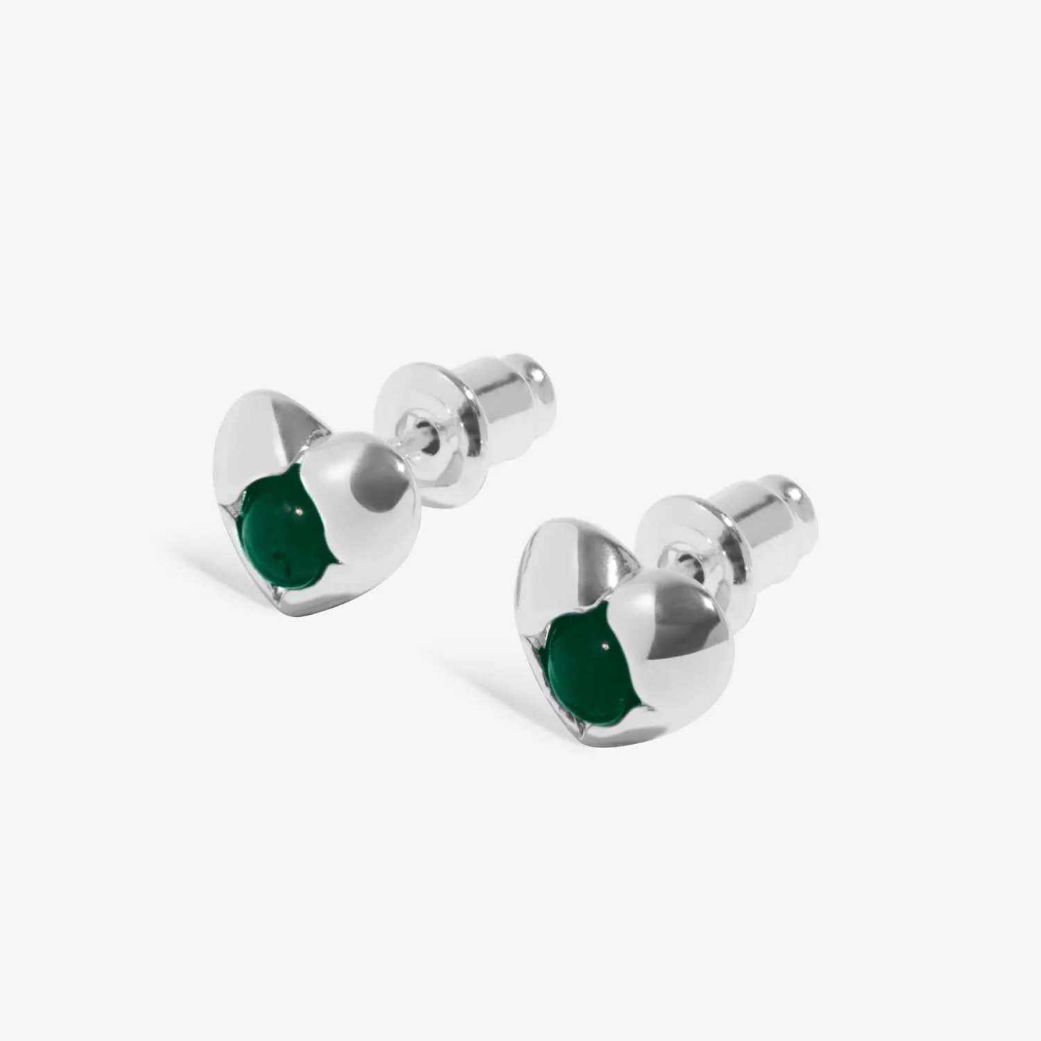 Birthstone May Green Agate Silver Plated Earrings 8391 Joma Jewellery
