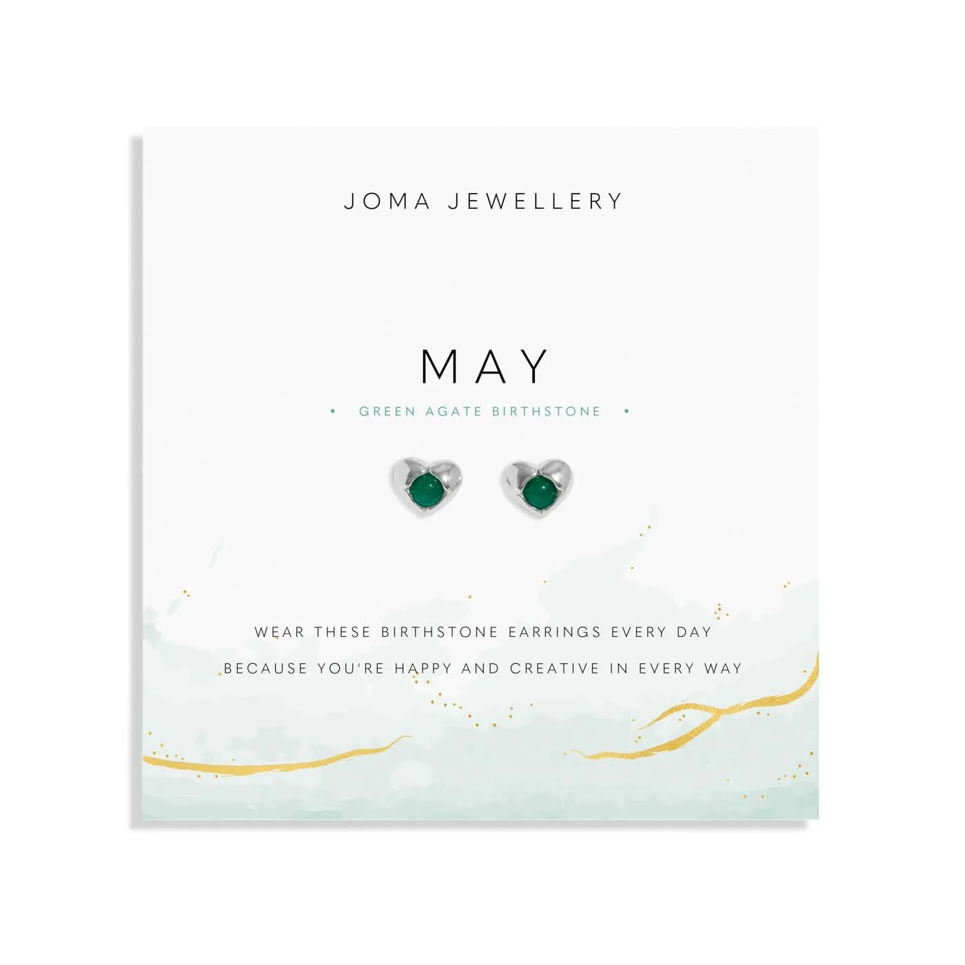 Birthstone May Green Agate Silver Plated Earrings 8391 Joma Jewellery