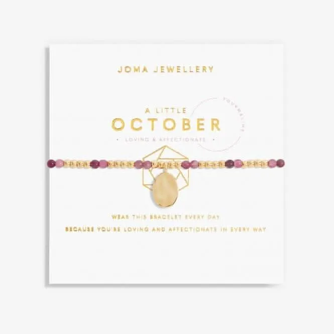 Birthstone October Tourmaline Gold 17.5cm Stretch Bracelet 6141 Joma Jewellery