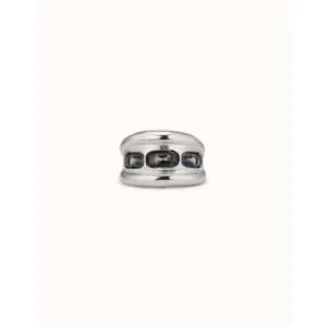 Bluemoon Grey Faceted Crystal Ring ANI0711GRSMTL Unode50 Jewelry And Accessories