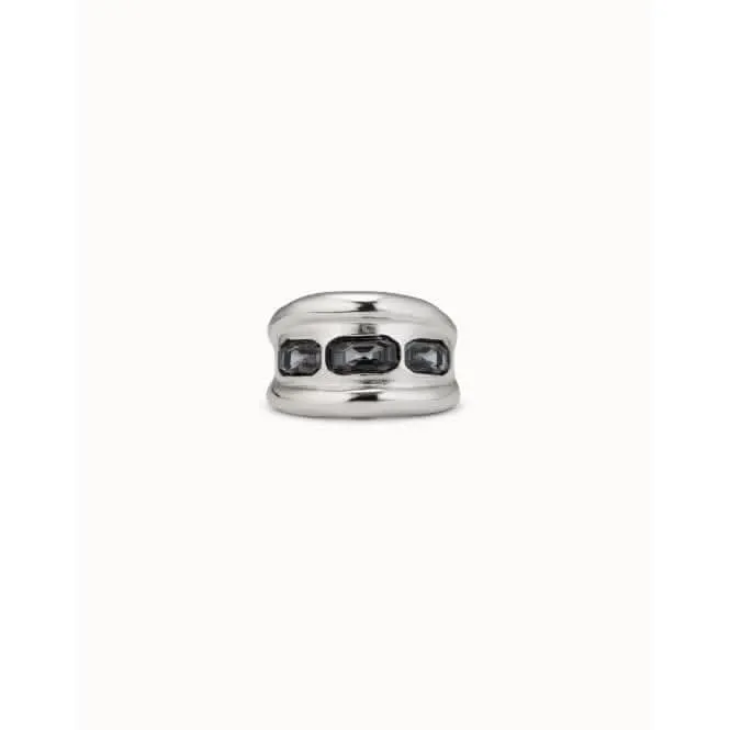 Bluemoon Grey Faceted Crystal Ring ANI0711GRSMTL Unode50 Jewelry And Accessories